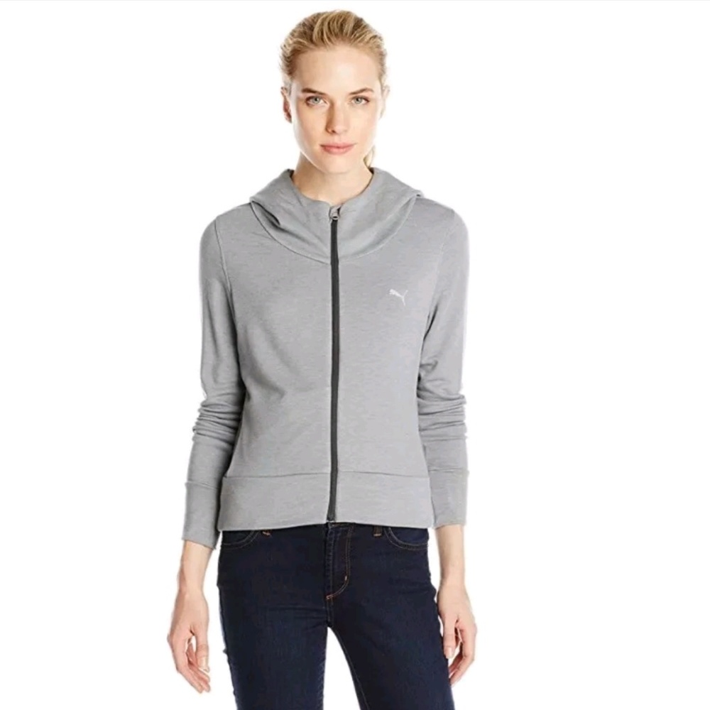 PUMA Women's Jacket Zip-up Hoodie Gray Sz Small